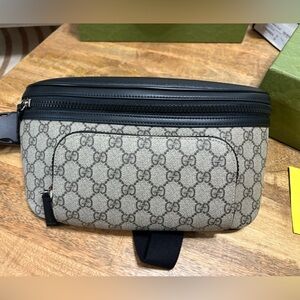 New Gucci Large Coated Canvas Logo Monogram Belt Bag Fanny Bum Bag Crossbody
